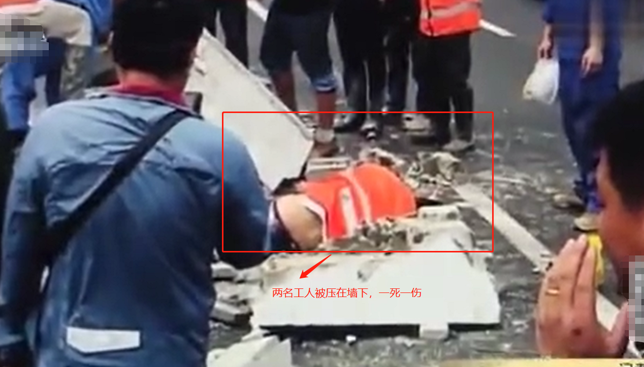 7月31日上海市长宁区一工地出现“浮墙”，致两工人一死一伤
