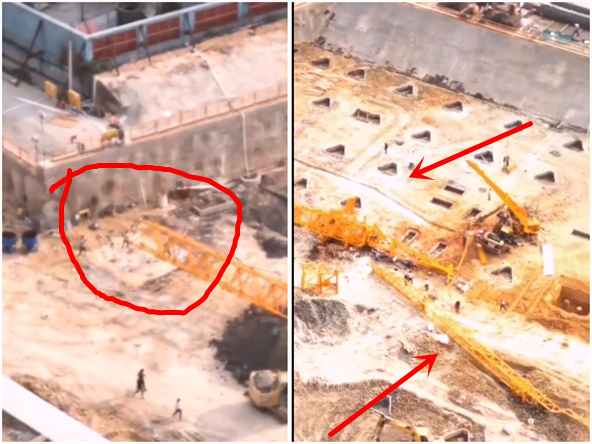 广东省某市一在建工地发生塔吊倒塌，现场一细节令人深思！